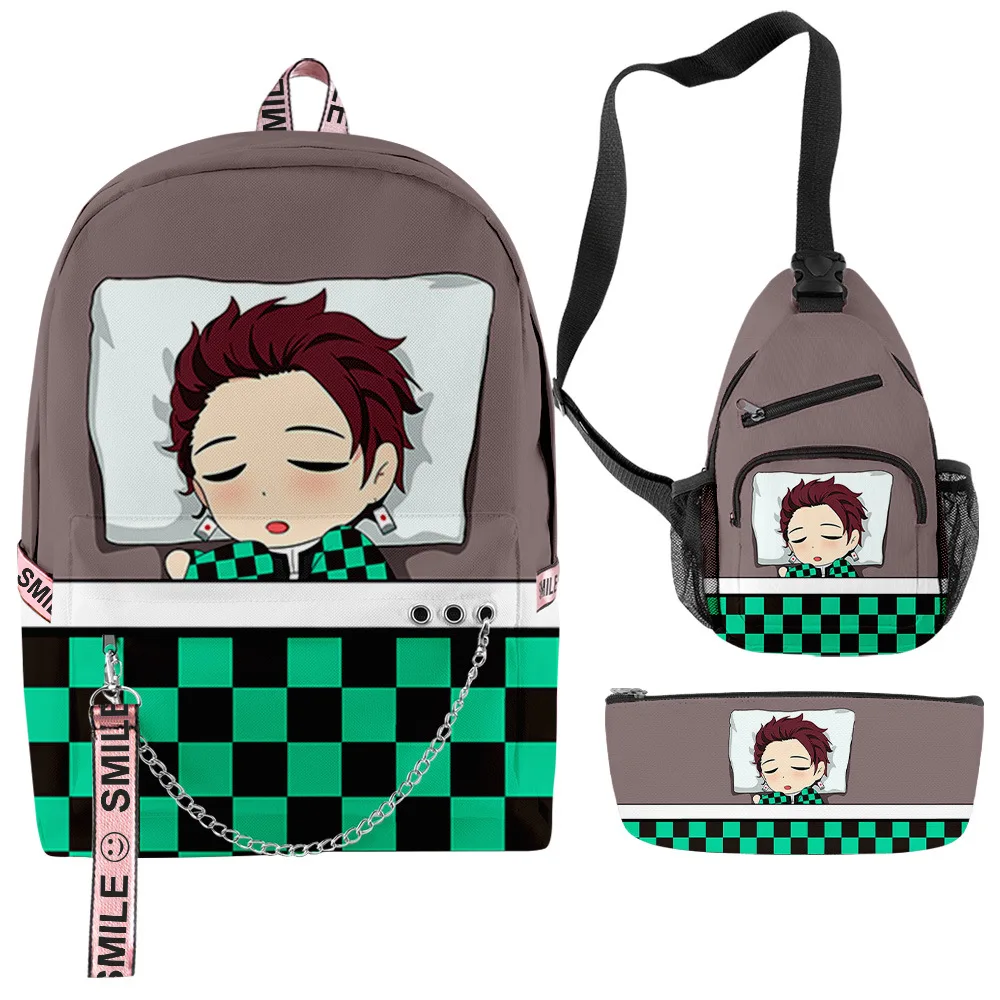 

Demon Slayer Kimetsu No Yaiba 3pcs/Set Backpack 3D Oxford Waterproof Notebook multifunction Backpacks Chest Bags Pencil Case