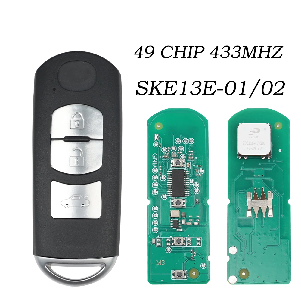 

Смарт-ключ SDE 433 МГц ID49 с 2/3 кнопками для MAZDA 2 3 6 CX-5 Atenza Axela 2014+ SKE13E-01 SKE13E-02 Автомобильный пульт дистанционного управления Nologo