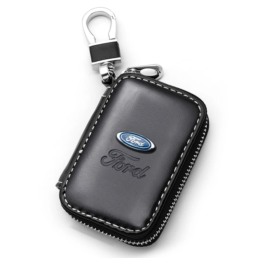 

Key Bag Leather Car Badges Accessories Fashion Multi Function Case For Ford Mustang Fiesta Ranger Focus Kuga S-MAX Transit Monde
