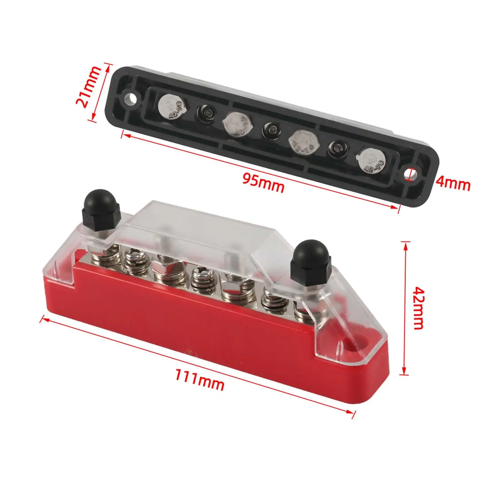 Шина распределительного блока 2 шт. 4 стойки M6 3 клеммы M4