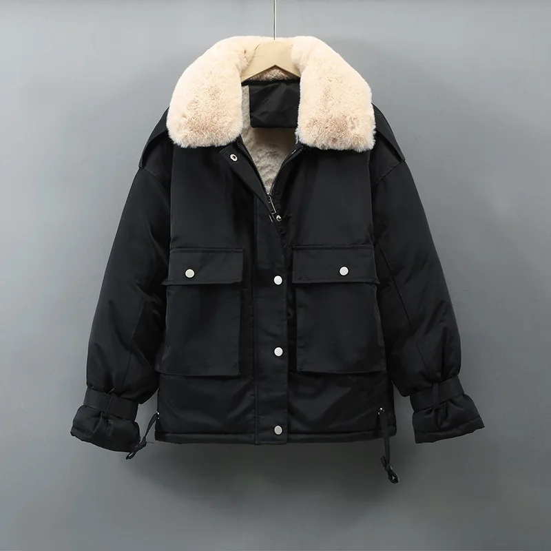 Cotton Padded Clothes Korean Loose Cotton Padded Jacket 2022 New Parker Coat Women's Winter Short Thickened Zipper Tooling Coat