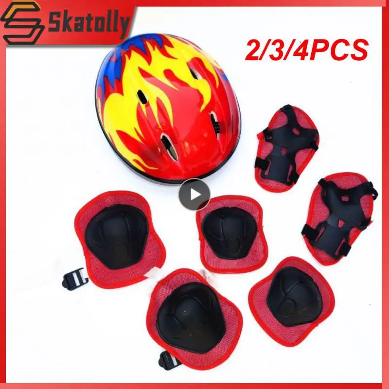 

4PCS Children's Outdoor Sports Bicycle Helmet Riding Balance Slide Car Cap Protective Gear Set 7 Sets Of Sports Safety Equipment