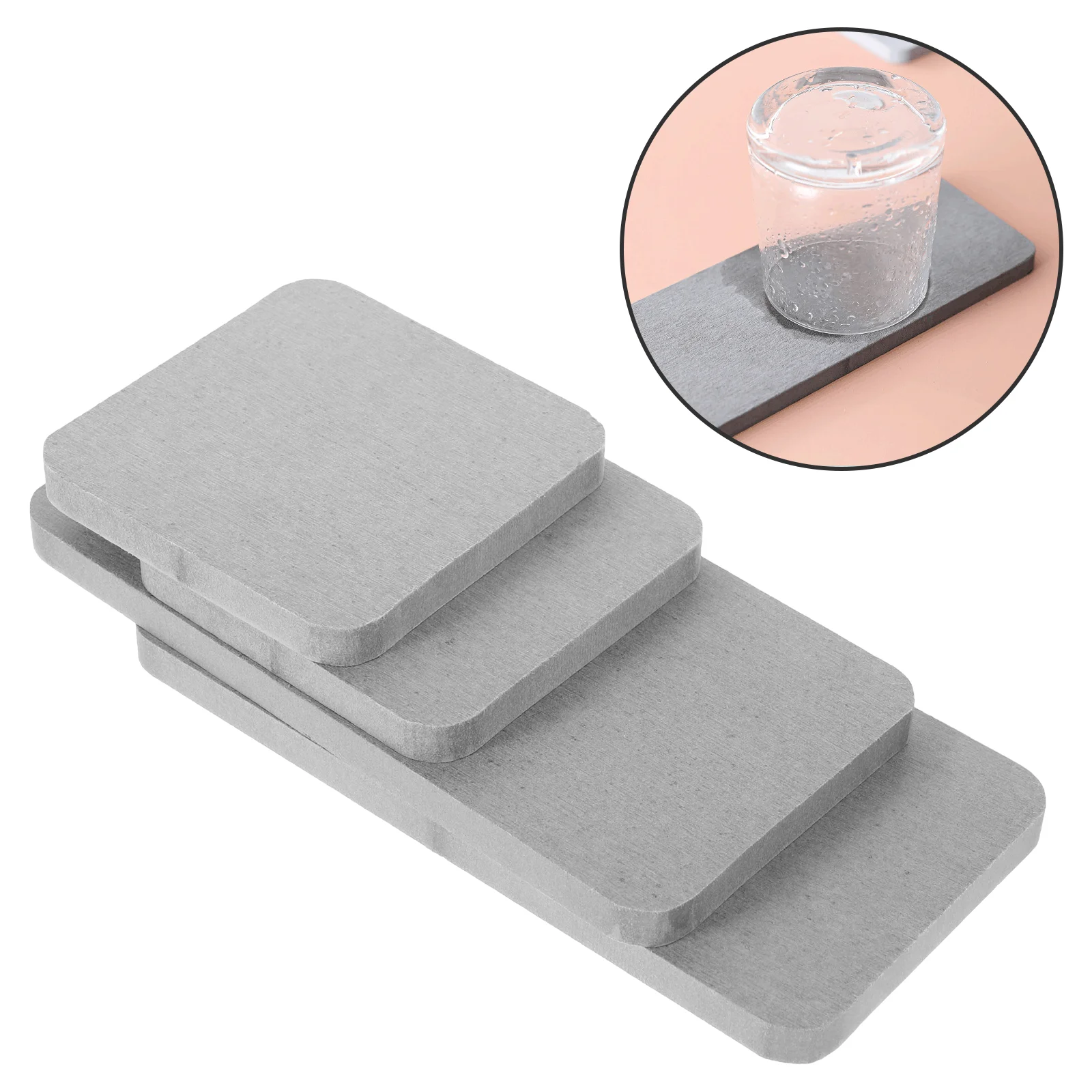 

4 Pcs Non-slip Mat Soap Holder Fibres Absorbent Coasters For Coffee Table