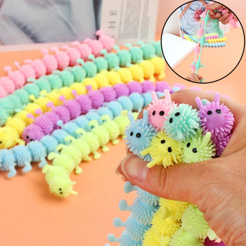 

Luminous Caterpillars Fidget Toys Sensory Toy For Anxiety Stress Relief Fuzzy Stretchy Worm Glow Caterpillars Party Supplies