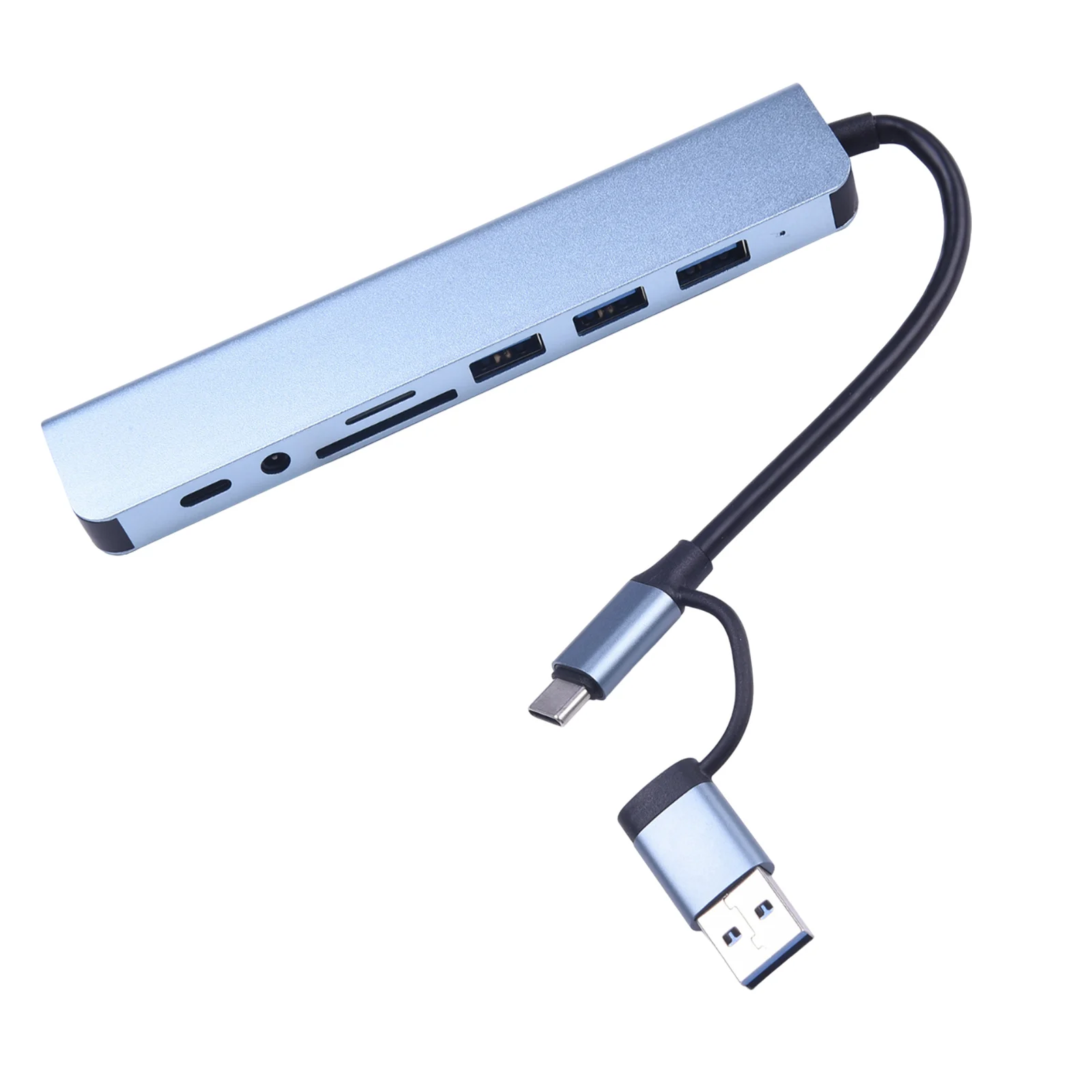 Высокоскоростная док-станция USB-концентратора 8-в-2 со звуком и зарядкой для