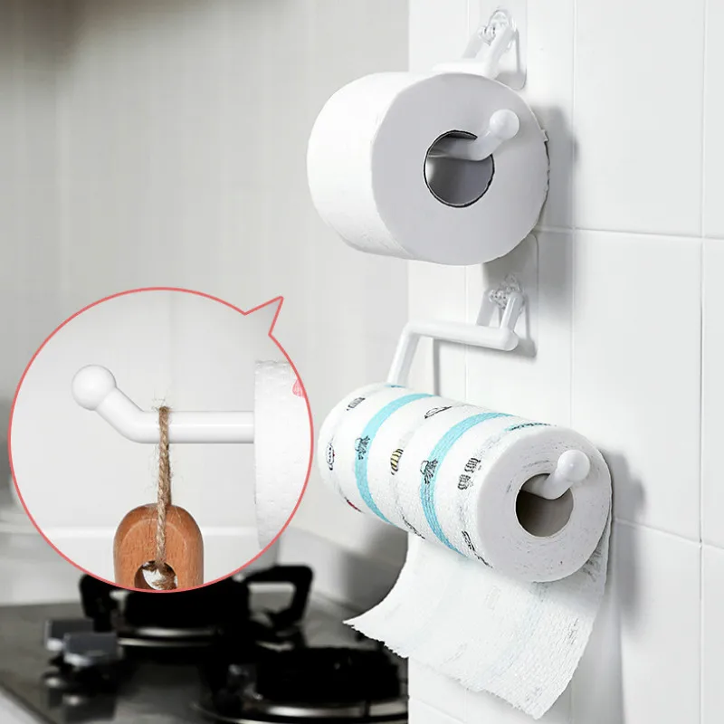 Kitchen Paper Roll Holder Towel Hanger Rack Toilet Holders Bathroom Organizer Shelf Bar Cabinet Rag Hanging |