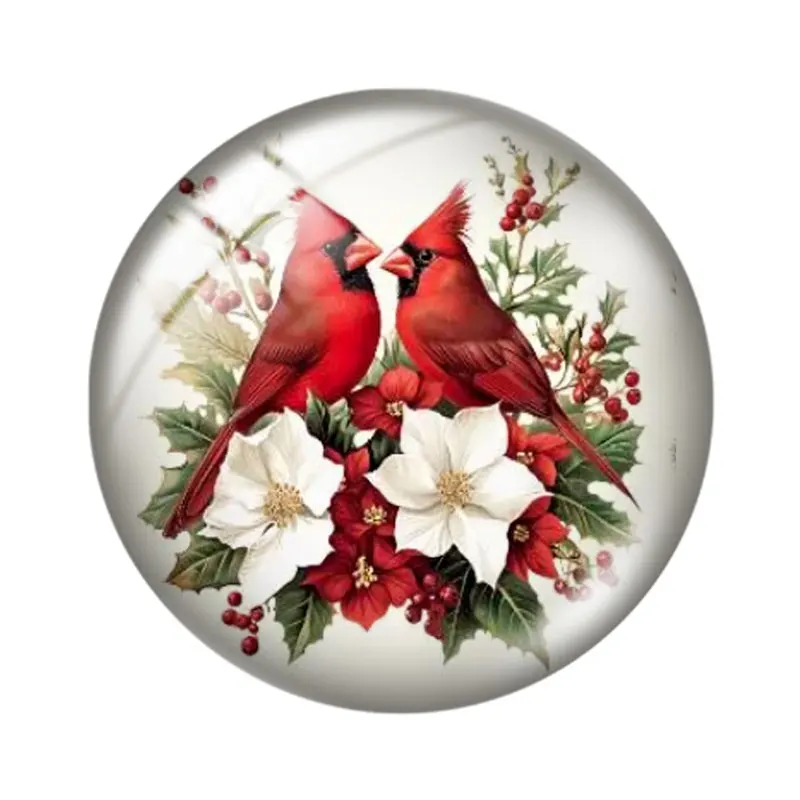 Фото Cardinal Рождественский цветочный микс Clipart 12 мм/18 мм/20 мм/25 мм Круглый фотостекло кабошон demo с плоской задней частью Изготовление выводов Браслет №5