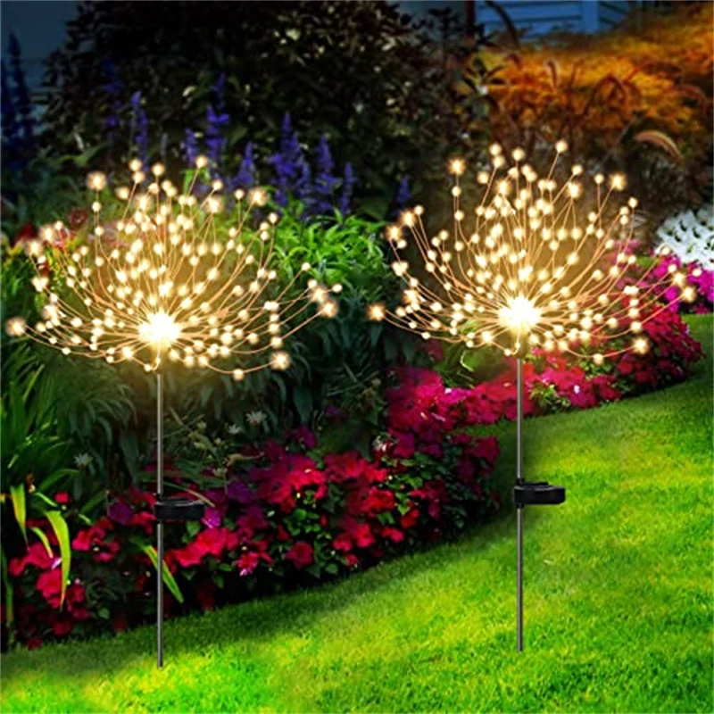 

90/120/150 LED Solar Firework Light Outdoor Grass Globe Dandelion Flash Fairy lights For Garden Lawn Holiday Christmas Lights