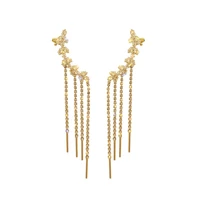 willow tassel ear cuff earrings zircon leaf tassel earrings long tassel earrings jewelry for women and girls earring long