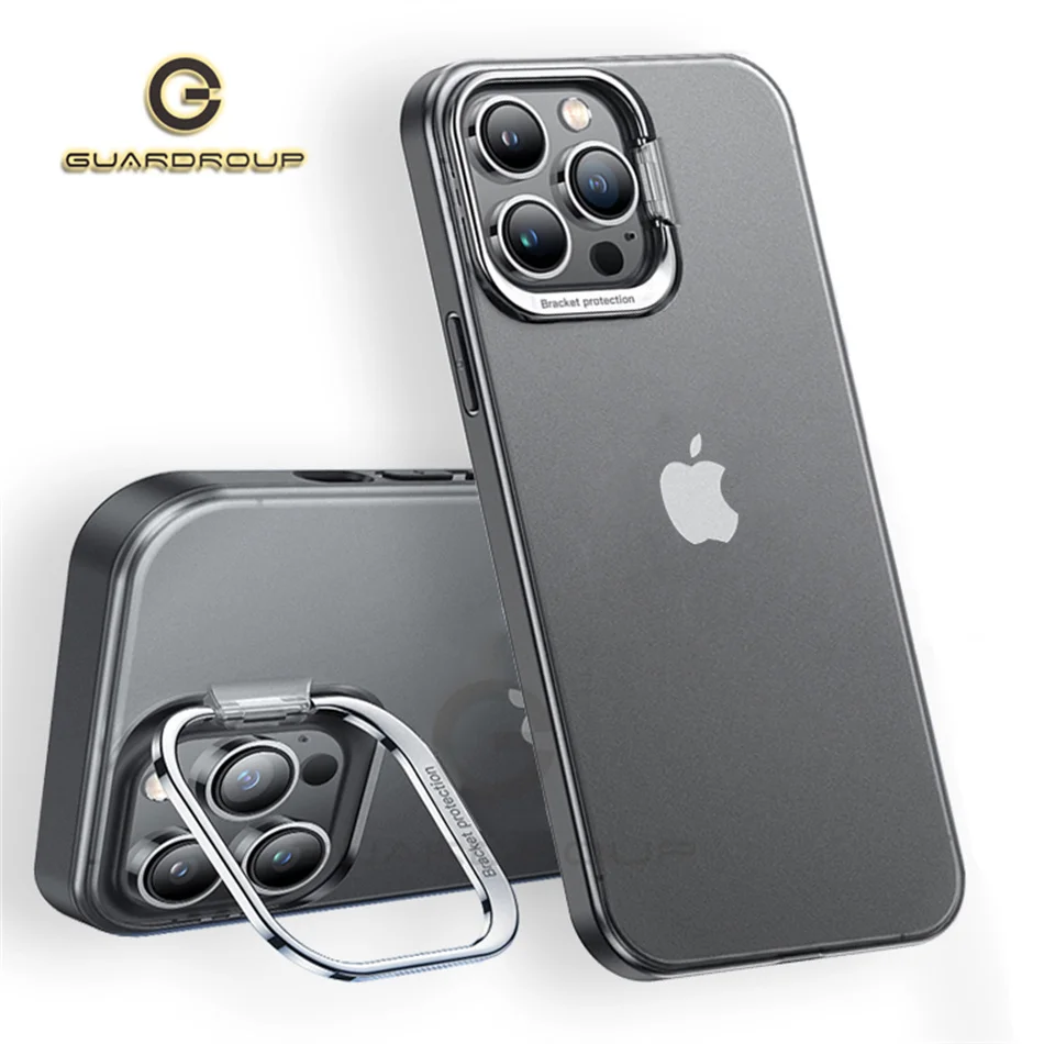 

Ultra Thin Lens Stand Matte Clear Phone Case For iPhone 11 13 14 Pro Max 12 Mini Luxury Translucent Back Cover Shockproof Bumper