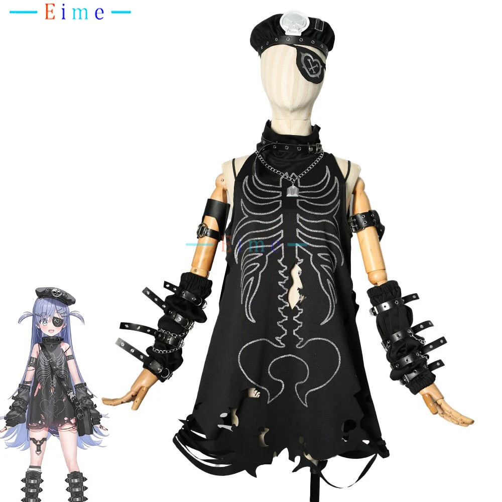 Фото Костюм для косплея Vtuber VSPO Yano Kuromu, женское черное готическое платье с шляпой, костюм для ролевых игр, униформа на Хэллоуин, на заказ №1