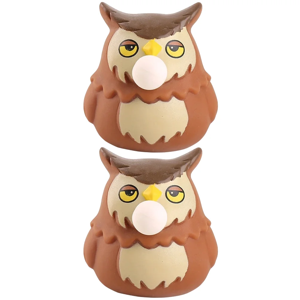 

2 Pcs Pinch Music Owl Squeeze Toys Kidcraft Playset Simulated Kids Gift Cartoon Funny Party Small Animals Adorable