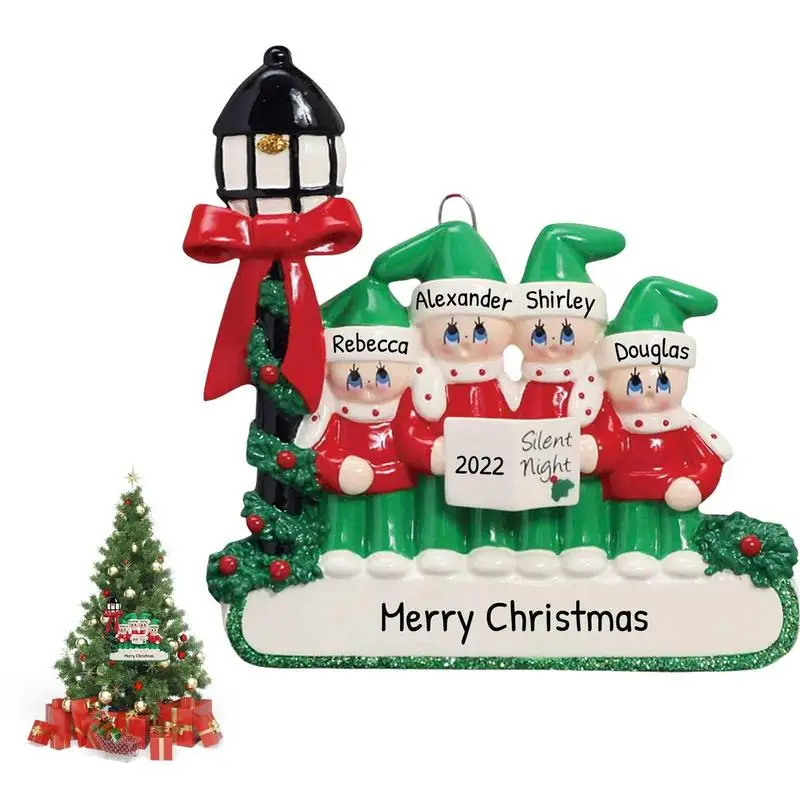 

Christmas Tree Pendant Resin Resin Family Under Street Lights Ornament 2022 Personalized Family Hanging Tree Wall Decorations