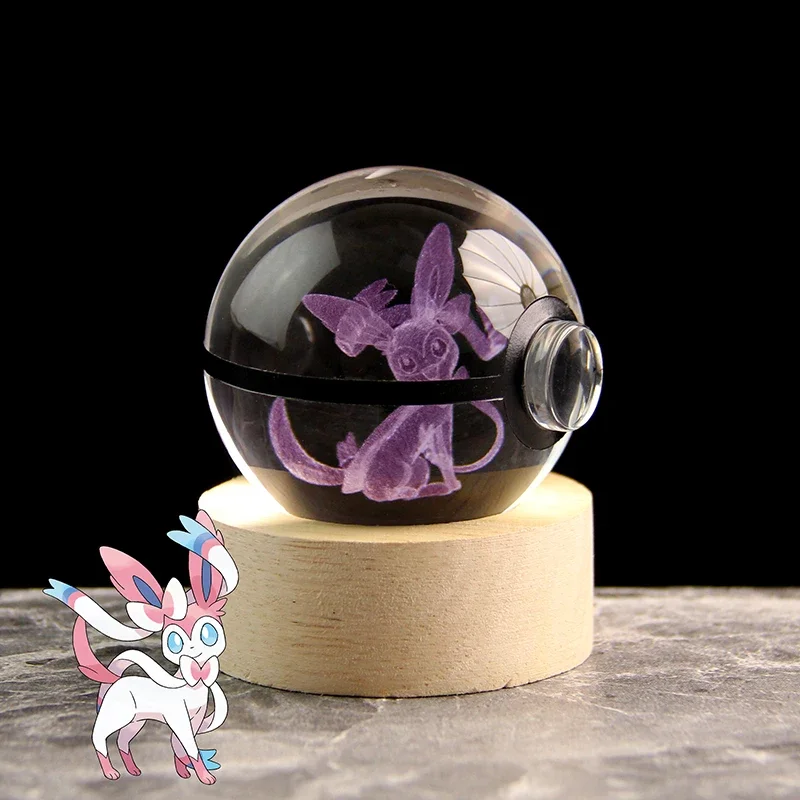 Фото 5 см Sylveon Pokemon хрустальный шар игра коллекционные сувениры игрушки модель подарки на день рождения для детей домашний декор карманный монстр №1
