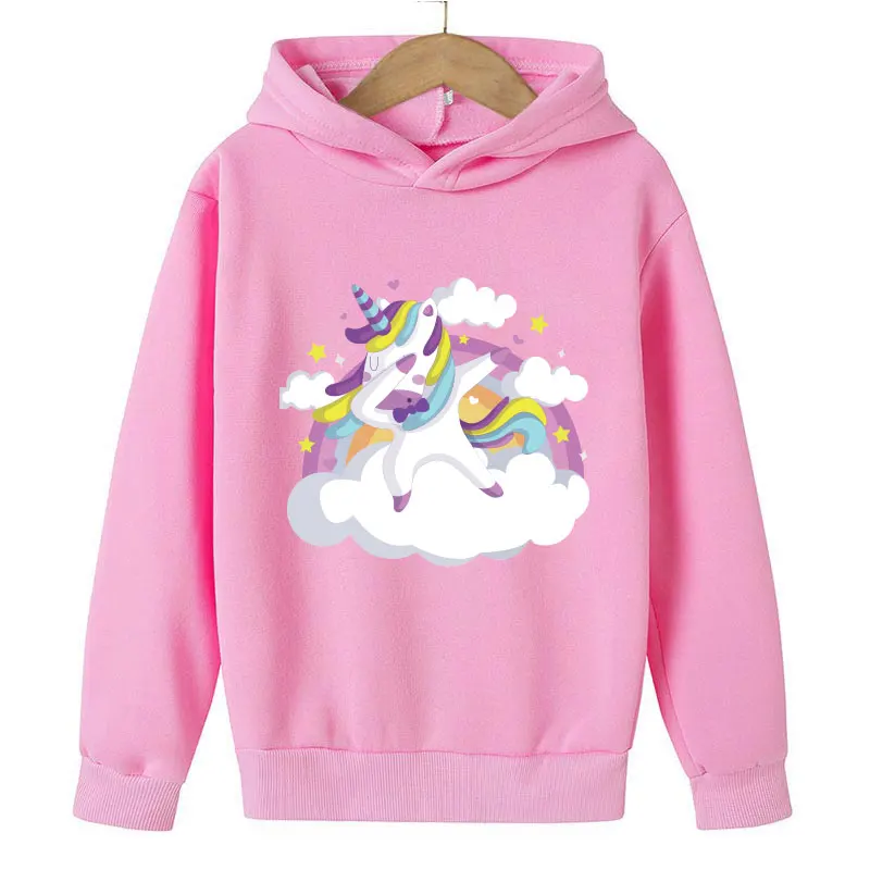 Unicorn Winter Hoodie Cartoon Print Sweater Girl Baby Children's Hooded Fashion Kids Sportswear 4-14T |