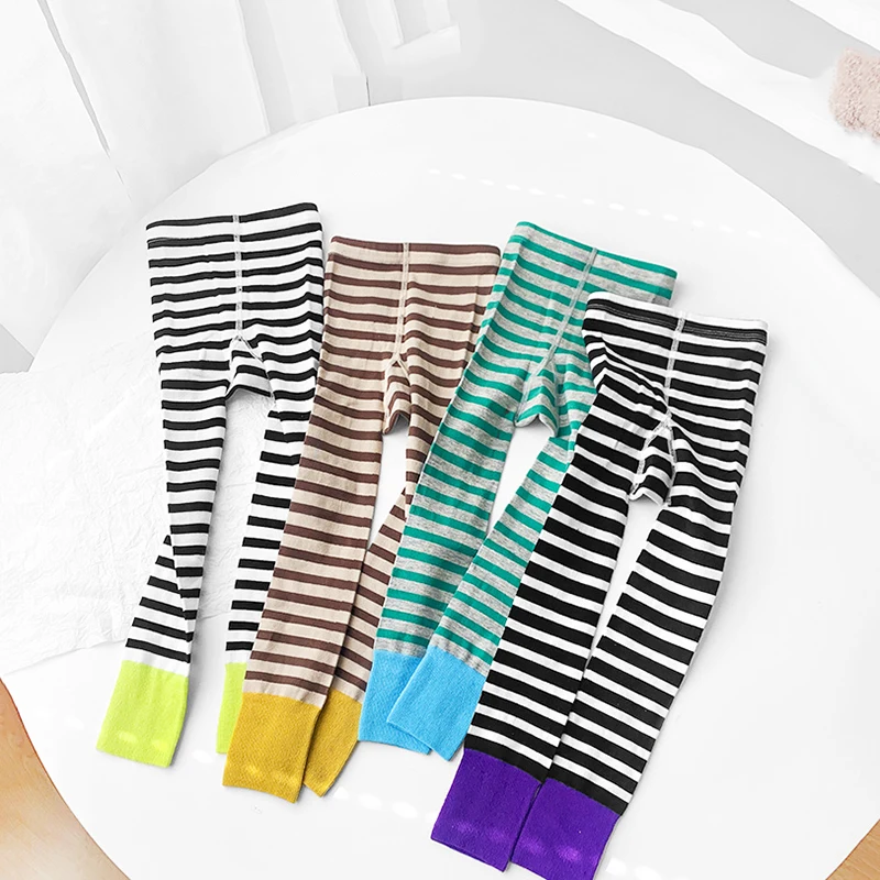 Cute Baby Girls Striped Leggings Infant Toddler  Boy Girl Sports Trouser Running Pencil Pants Kids Trousers 1-9 Years