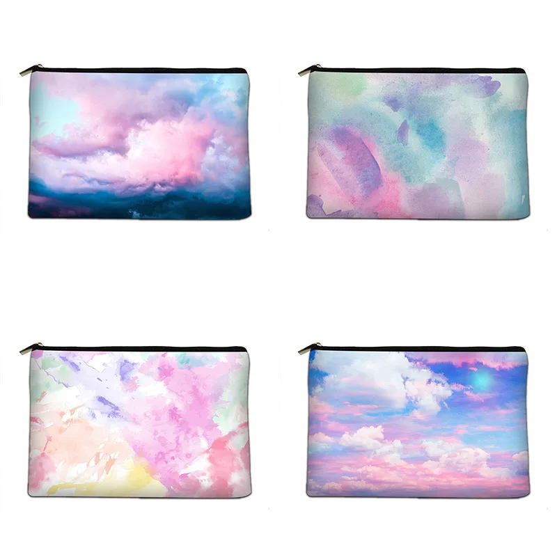 

Портативная дорожная сумка для хранения туалетных принадлежностей с розовым небом