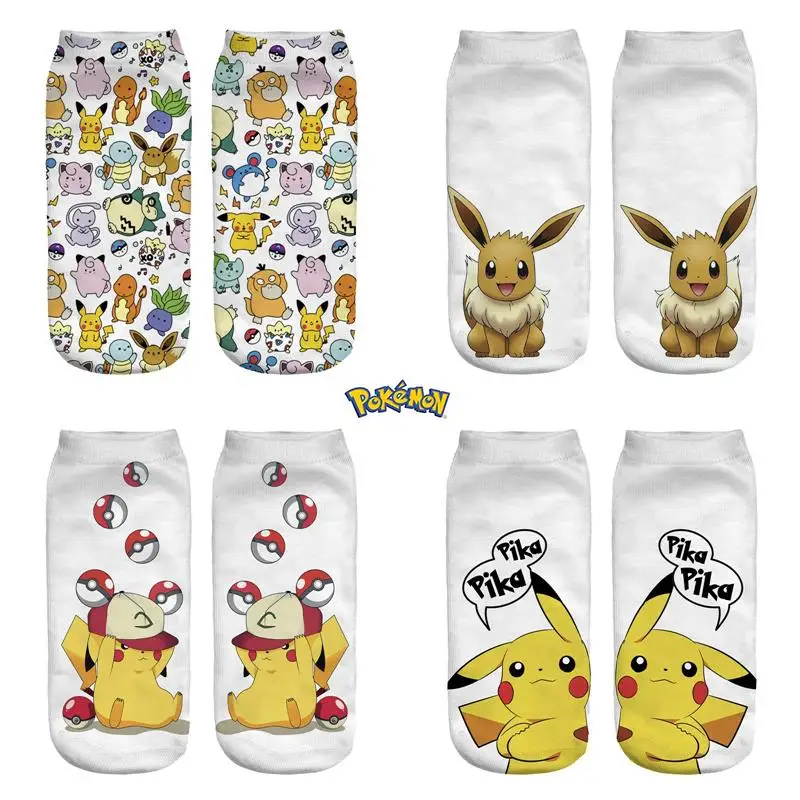 

TAKARA TOMY Pokemon Pikachu Ankle Cotton Socks Short Sock Anime Figure Cosplay Cute Socks For Boys Girls Sock Christmas Gifts