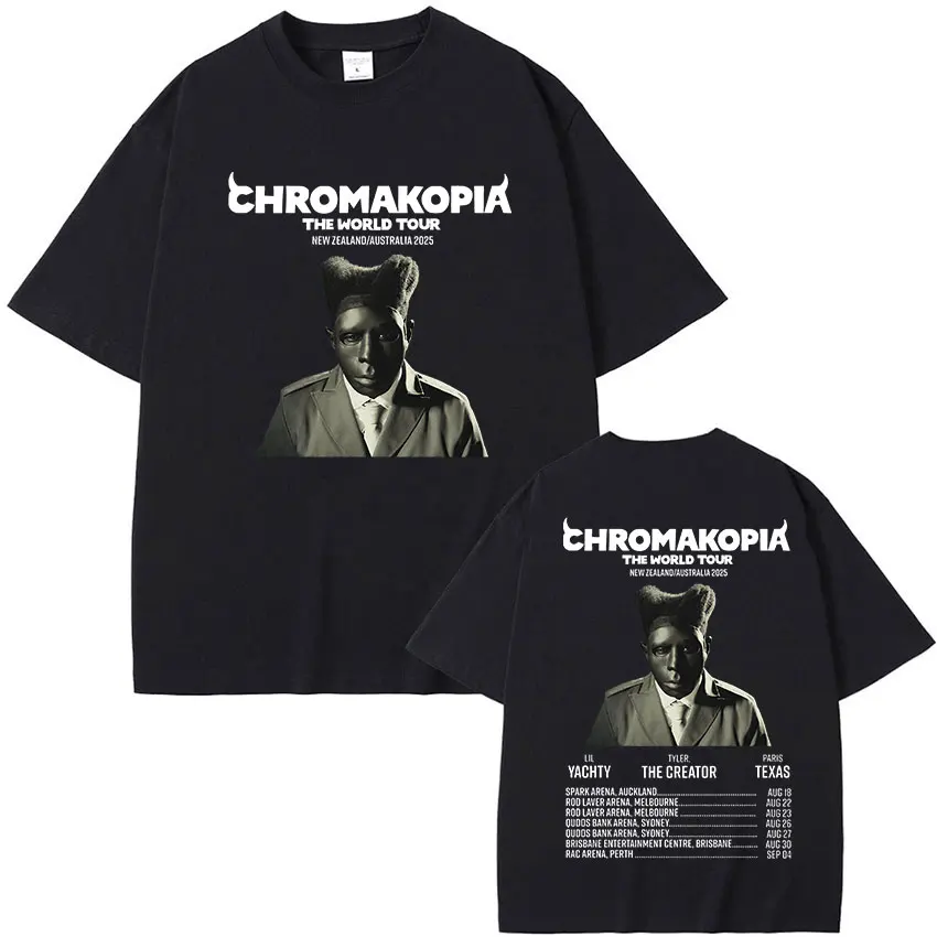 Vintage Tyler The Creator Chromakopia Tour 2024 Tee Shirt Men's Hip Hop Gothic Clothing T-shirt Unisex Oversized Cotton T Shirts