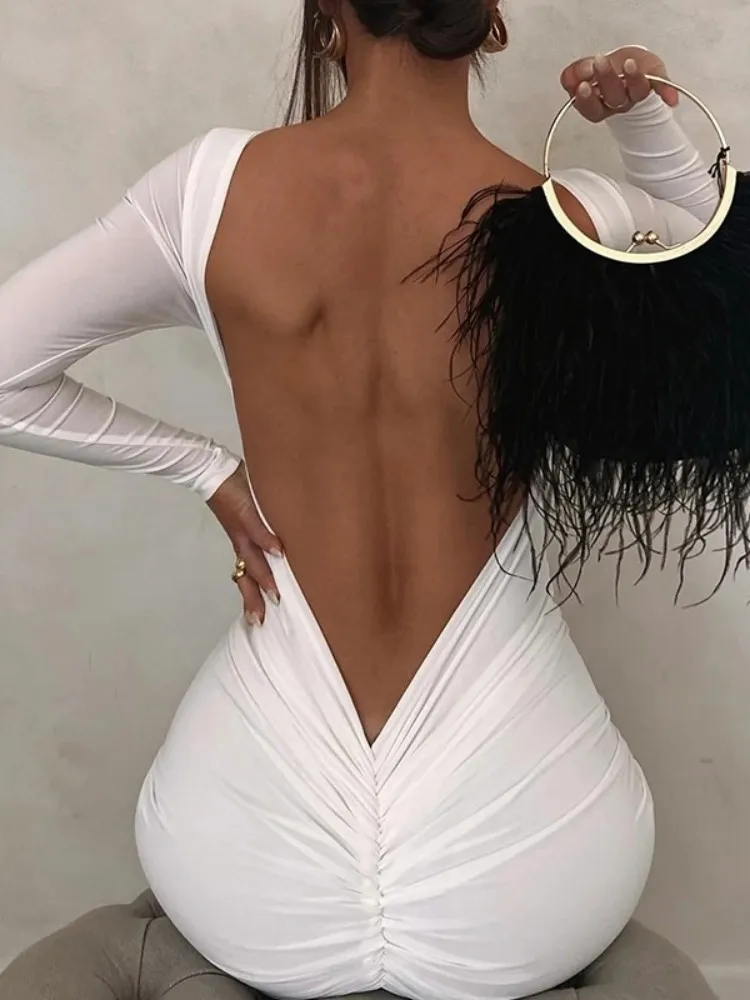 

Women Sexy Backless Tight Dress Fashionable Long-Sleeved High-Waisted Dress Autumn and Winter New