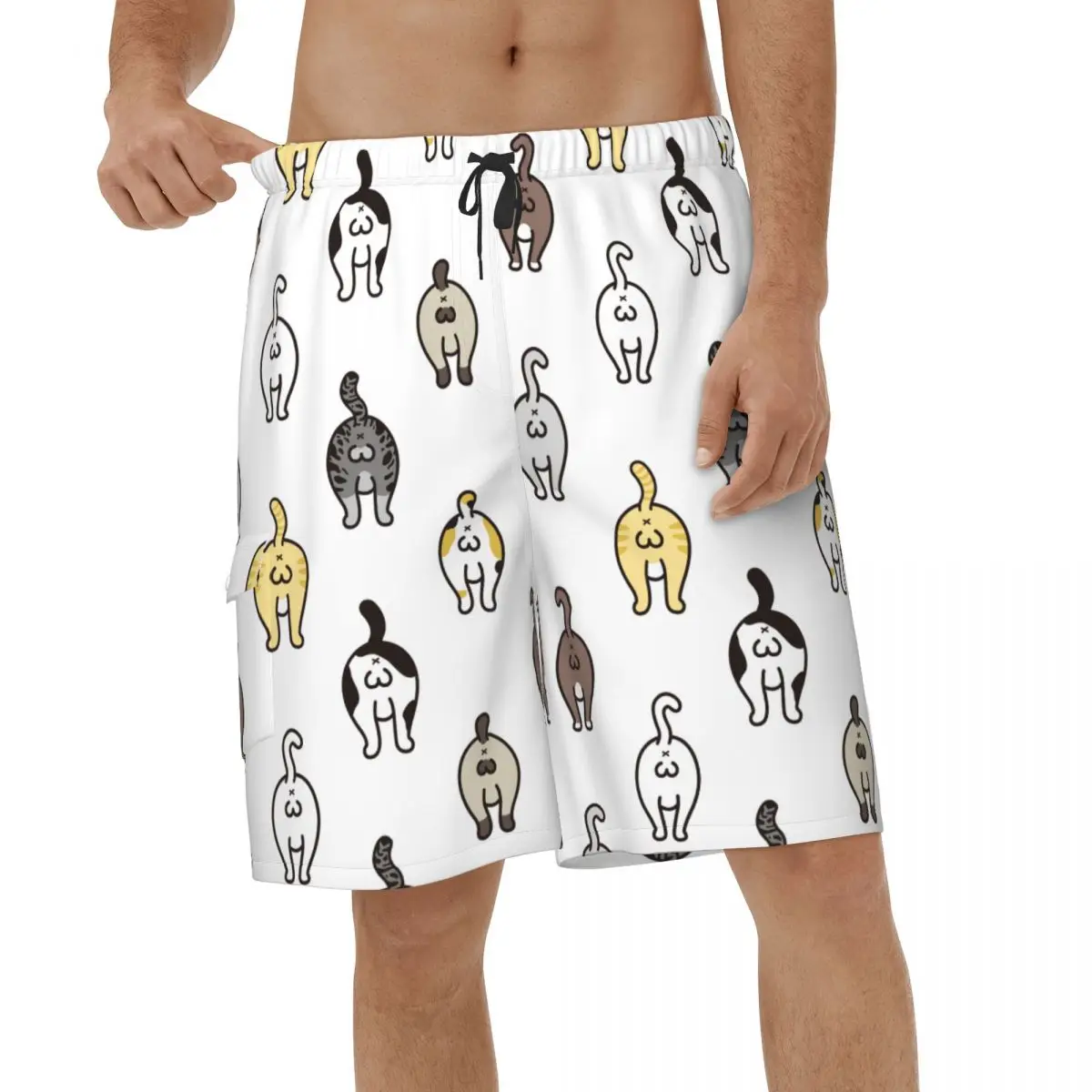 

Cat Beach Shorts Men Casual Animal Swimsuits Swimming Trunks Quick Dry Sports Surf Board Shorts