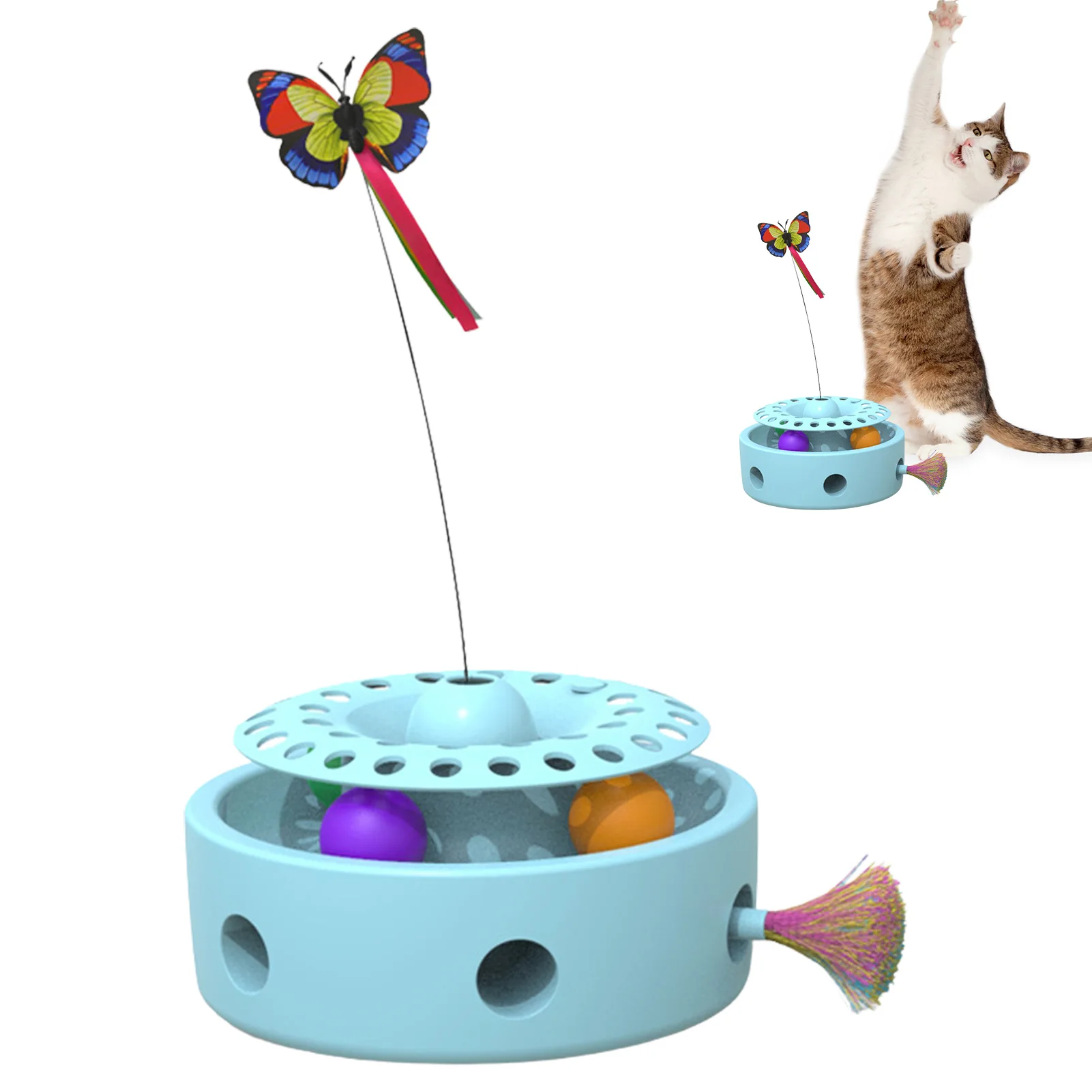 

3 In 1 Interactive Cat Toys Electric Butterfly Toy 3in1 Interactive Cat Toy With Rotating Butterfly And Ball For Indoor Cats