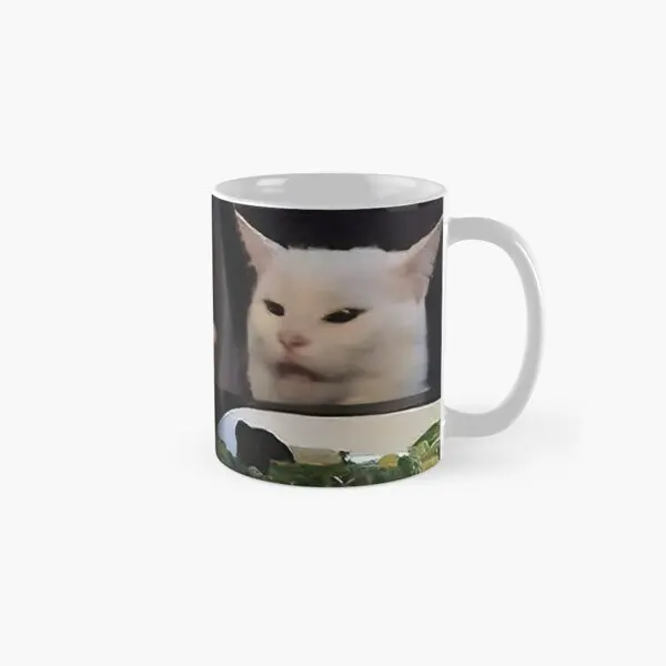 

Woman Yelling At A Cat Classic Mug Gifts Handle Round Design Tea Image Printed Photo Coffee Picture Drinkware Simple Cup