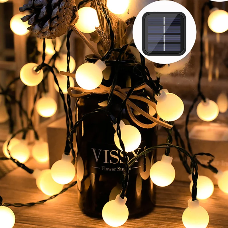 

Водонепроницаемая светодиодная гирлянсветильник на солнечной батарее, 7 м, 50 светодиодов, для сада, забора, патио, Рождества, свадьбы, Нового года, уличное освещение, праздничные принадлежности