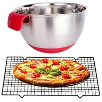 1x silicone handle stainless steel scale mixing bowl 1pc carbon steel non stick cooling rack cooling grid baking tray