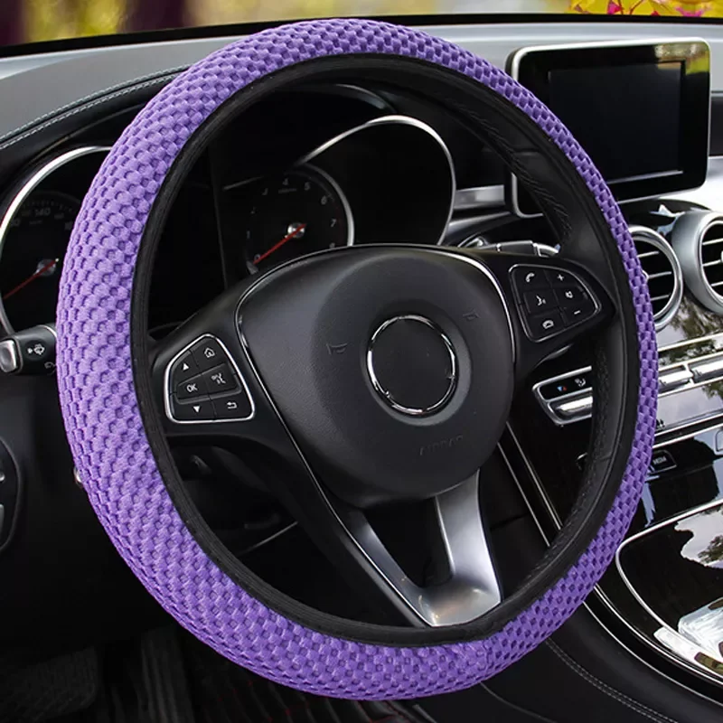

Steering Wheel Cover Breathable Anti Slip Steering Covers Suitable 37-38cm Auto steering wheel protective Decoration