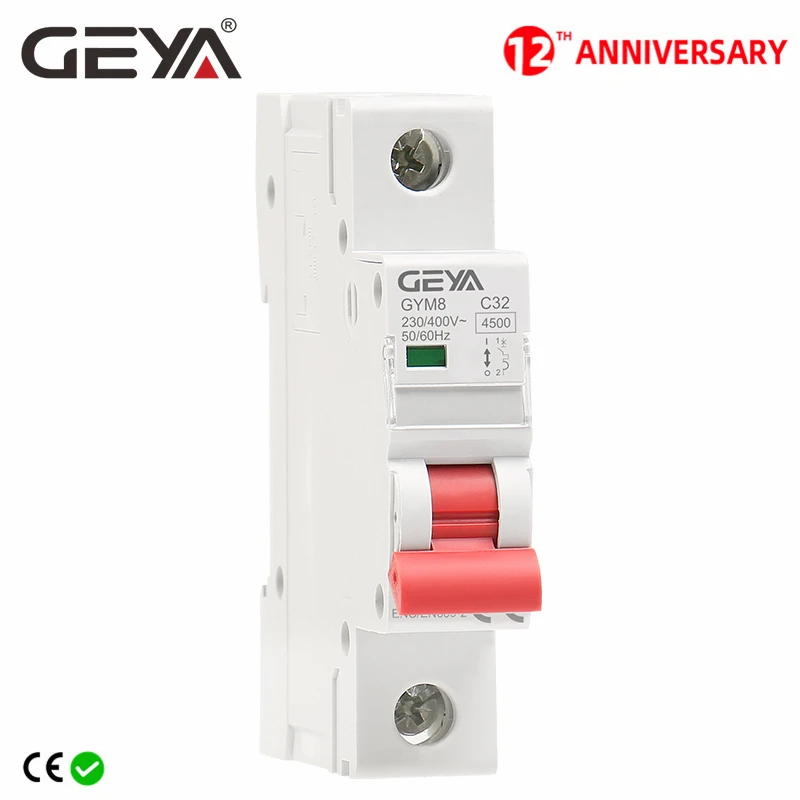 

GEYA GYM8 1P Din Rail MCB 6A 10A 16A 20A 25A 32A 40A 50A 63A 220V Mini Circuit Breaker C Curve with CE CB SEMKO Certificate