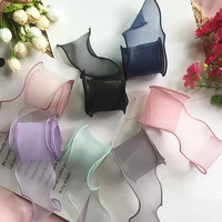 chainhowavy gauze ribbonpure colordiy handmade bow tie materialsfor gift flower packagingwidth 50mmlenght 2 yardssd11