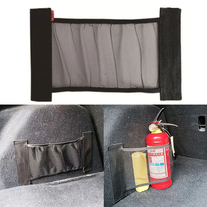

Car Back Rear Trunk Storage Net Seat Elastic String Net Magic Sticker Mesh Storage Bag Car Organizer Seat Back Bag Car Organizer