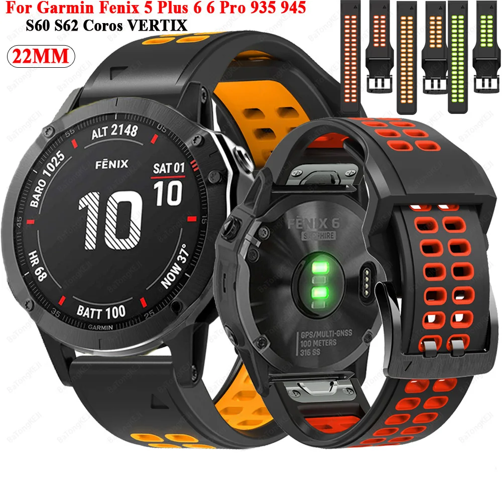 

22mm Silicone Smart Watch Straps For Garmin Fenix 6 6 Pro 5 5 Plus 935 945 S60 S62 Bracelet QuickFit Wristbands Accessory Correa
