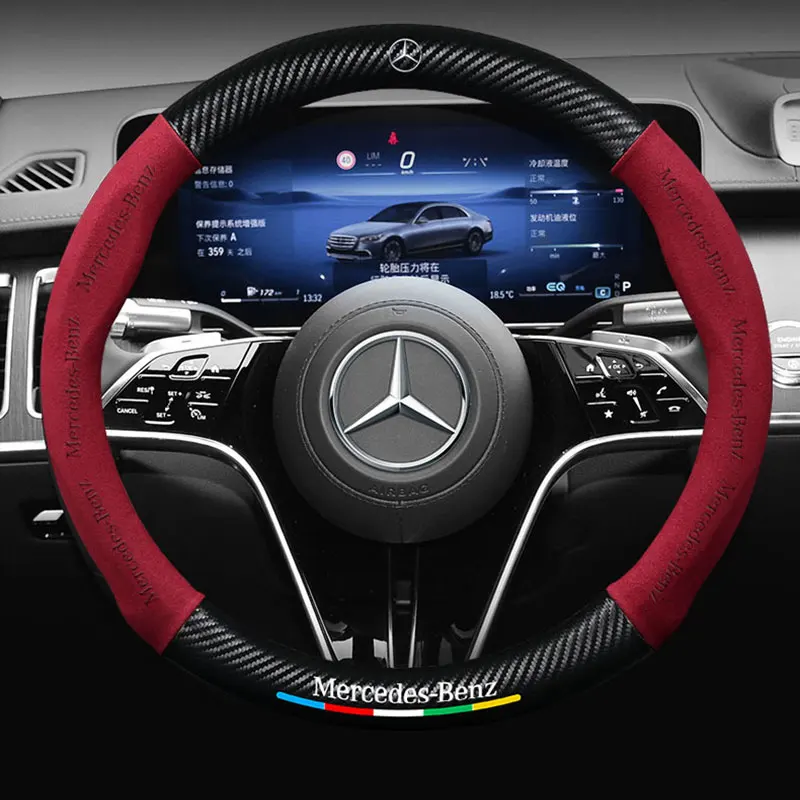 Замшевый чехол на руль автомобиля из углеродного волокна для Mercedes A B C E S Class W123 W124