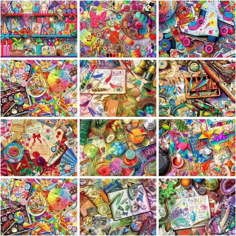 

CHENISTORY 5d Diamond Mosaic Colorful Scenery Full Drill Square /Round Diamond Painting Diy Landscape Handicraft Home Decor