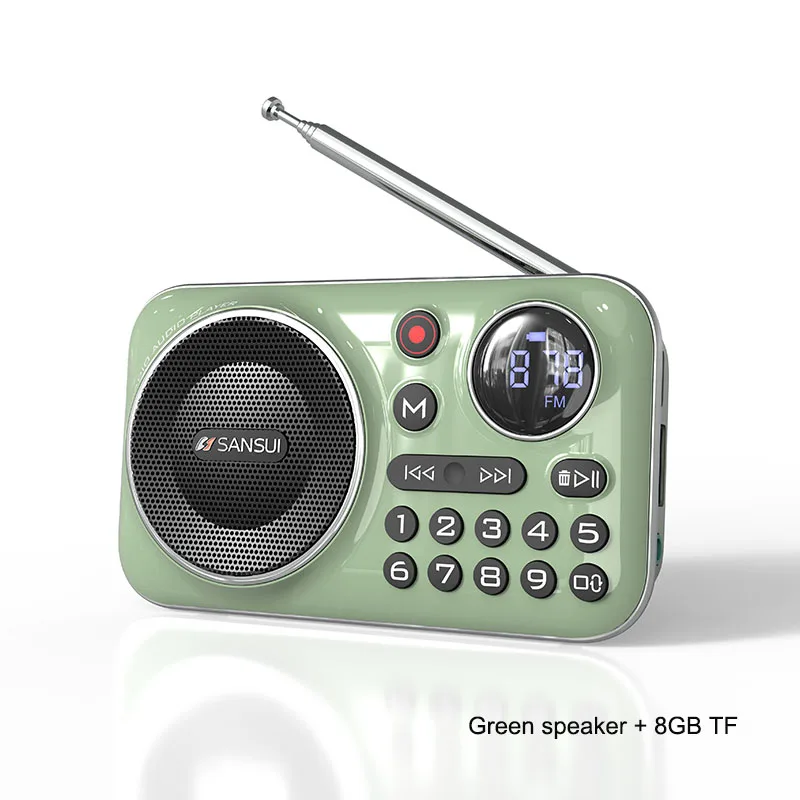 Sansui Portable Bluetooth Speaker FM Radio 70MHz-108MHz Support FLAC APE TF Card USB Outdoor Music Player Record Device