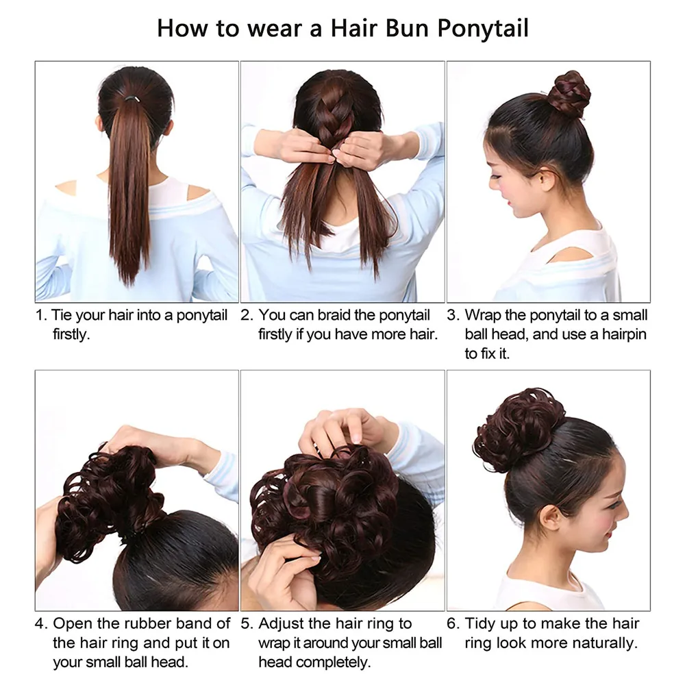 Curly Messy Bun Hair Piece Hair Scrunchie Fake Natural Look Wig Hair Ring Fluffy Hair Decor Girl Ponytail Hair Extension Wrap images - 6