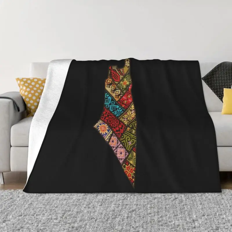 

Palestine Embroidery Palestinian Map Ultra Fleece Throw Blanket Flannel Traditional Tatreez Blankets Bedroom Home Couch Quilt