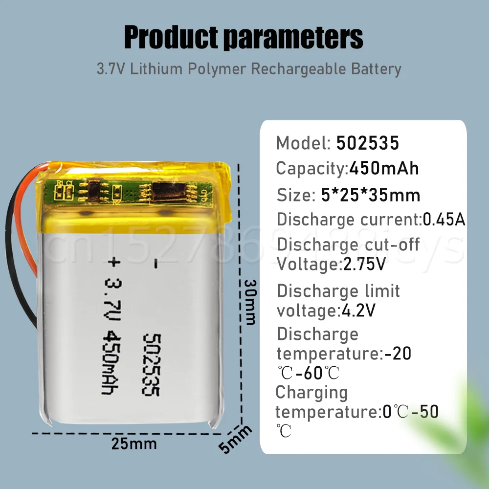 502535 052535 mAh 450 V Li ion литиевая полимерная аккумуляторная батарея для GPS MP3 MP4 Bluetooth