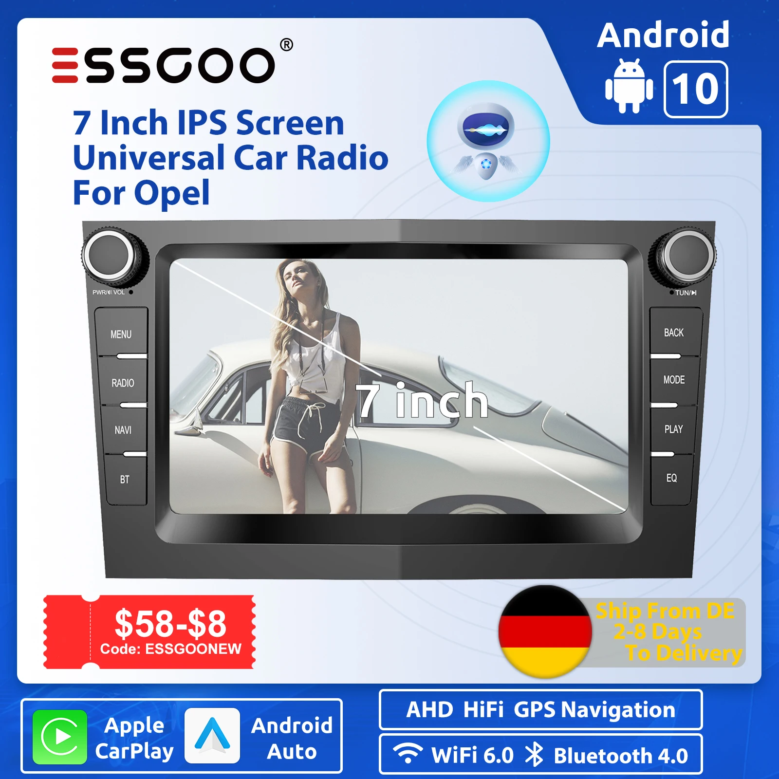 

Мультимедийный плеер ESSGOO, стерео-система на Android, с 7 "экраном, FM, RDS, Hi-Fi, для Opel Antara, Vectra, Vivaro, Corsa, типоразмер 2 Din