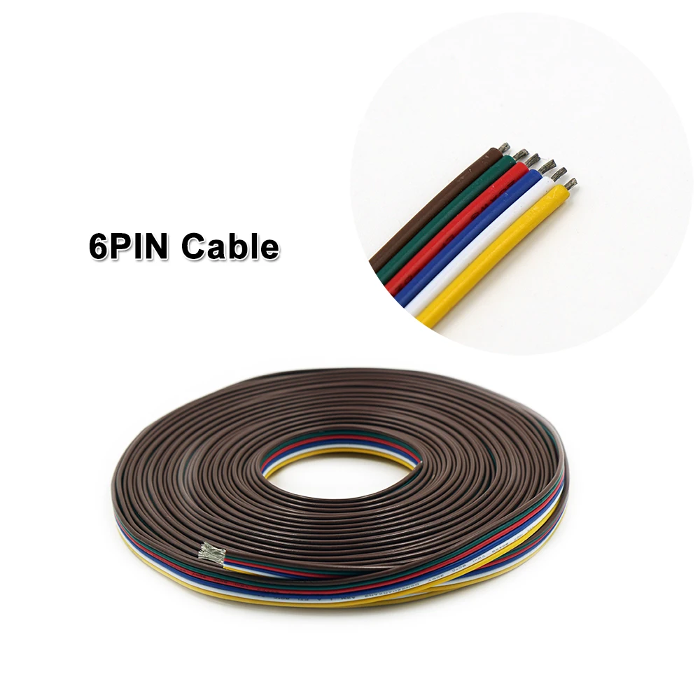 Фото 6PIN Cable,20AWG,Wire,for 2835 3528 5050 RGB+CCT LED Strip,Low Voltage DC12V/24V, LED Strip light, Linear Lighting,Rigid bar №2