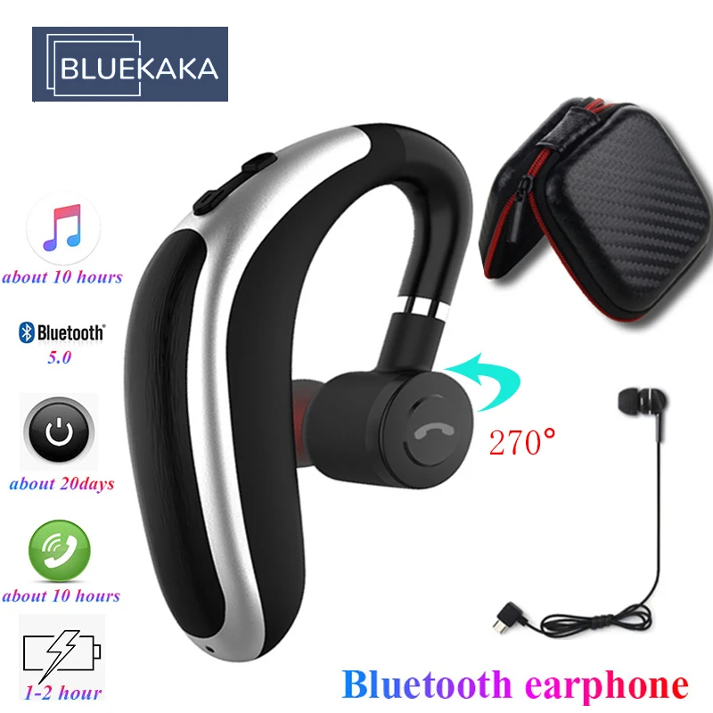 K20 V9 Business Earphone Bluetooth 5.0 Ear Hook Wireless Headphones with Mic Hands-free Call Headset In-Ear HiFI Music headset