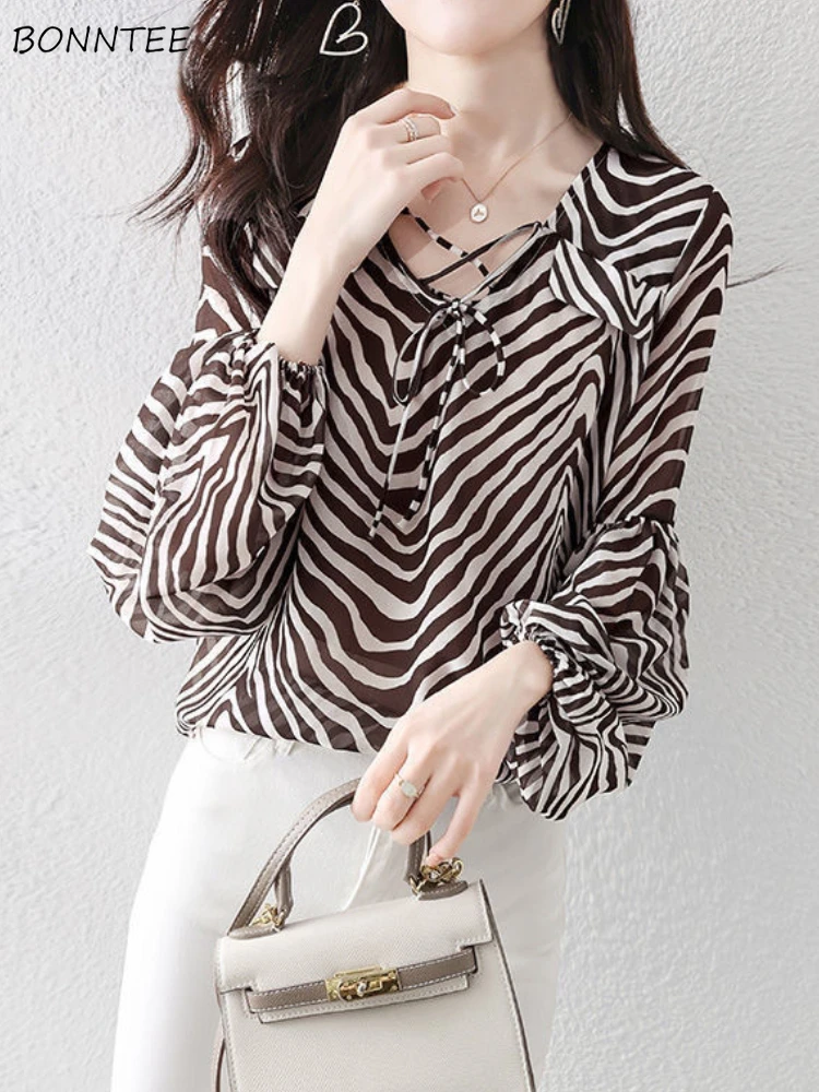 

Zebra Blouses Women Breathable Casual Sun-proof Temperament Summer Retro Basic Korean Style Female Stylish M-4XL Loose Design