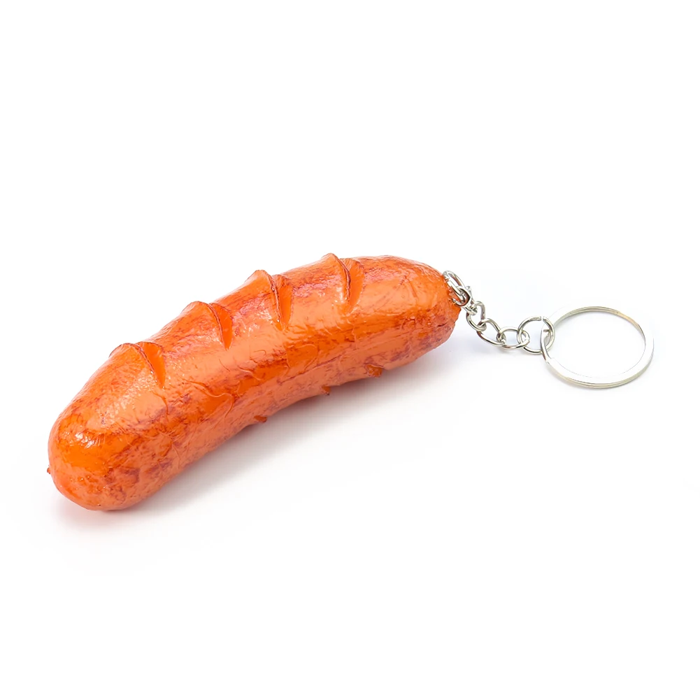 Simulation PVC Roast Sausage Keychain Snack Dessert Hot Dog Pendant Cevapcici Key Ring Fast Food Purse Chains Ornament Jewelry images - 6