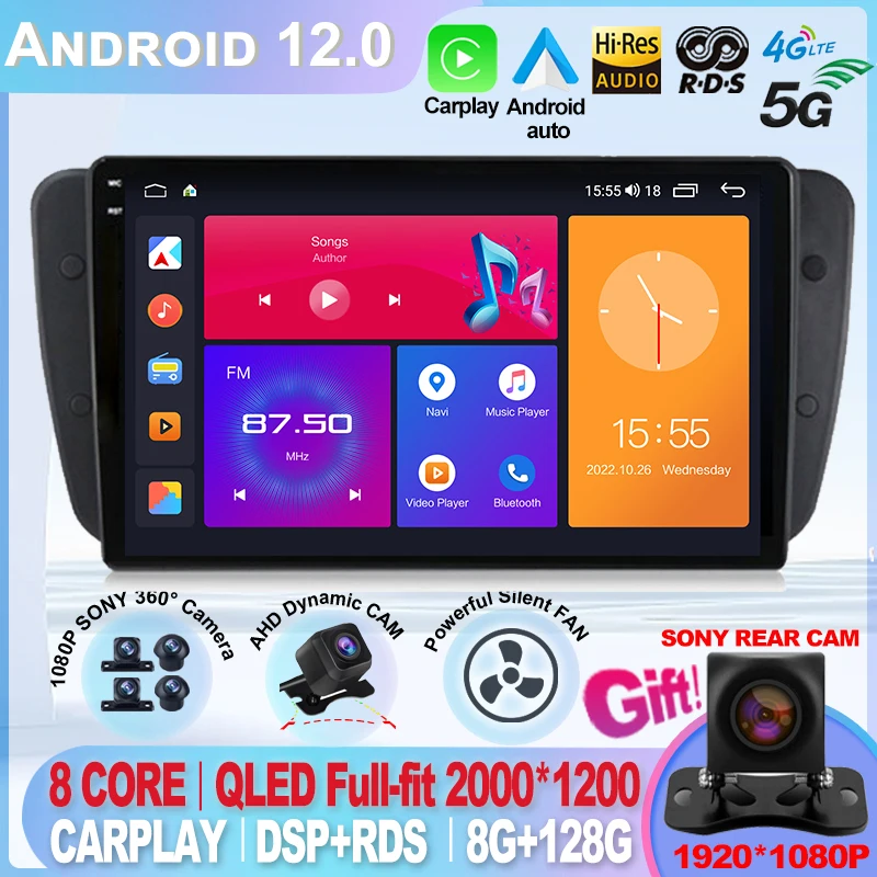 

Android 12 Car Radio For Seat Ibiza 6j 2009 2010 2012 2013 MK4 FR GPS Navigation 2 Din Screen Audio Multimedia WIFI 2din Player