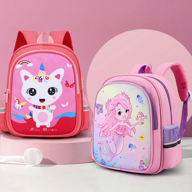 Grade 1-3 Anime Girl Princess Rainbow Unicorn Mermaid Small Backpacks New Children Cute Cartoon Preschool Bags Lightweight Hot