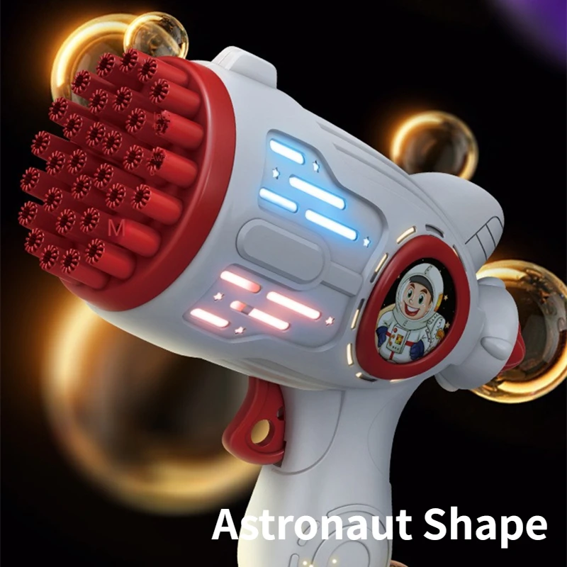 32 Holes Children Bubble Machine Toys LED Light Astronaut Shape Electric Automatic Soap Bubbles Gun for Kids Outdoor Toys Gifts images - 6