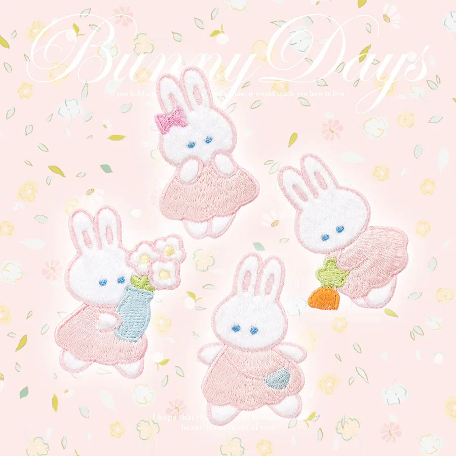 

Cute Bunny Embroidery Patch Ironing Clothes Girly Heart DIY Decoration Multi-functional Fashion Patch Self-adhesive