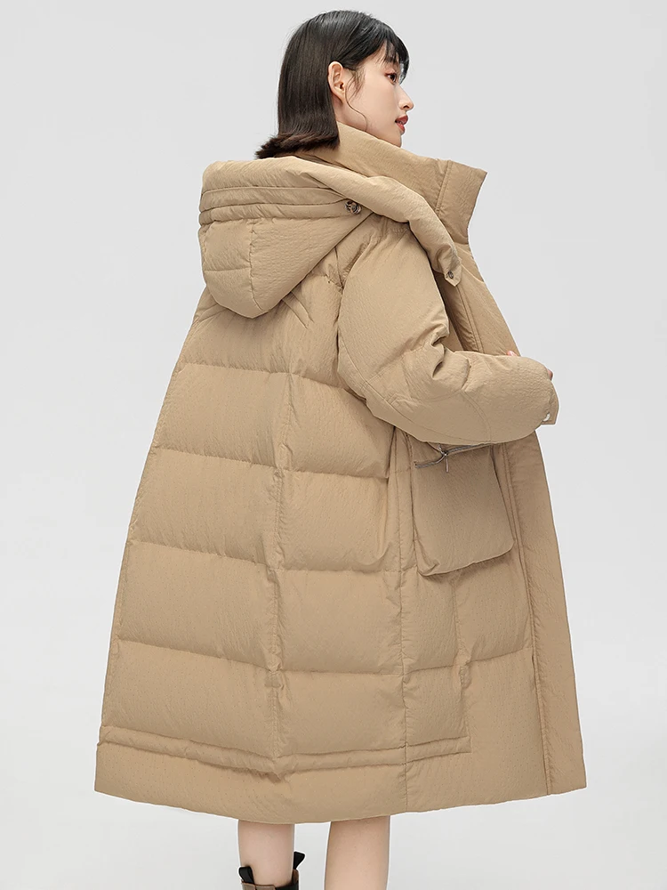 Snow Flng 2024 зимняя простая утолщенная морозостойкая свободная куртка выше колена